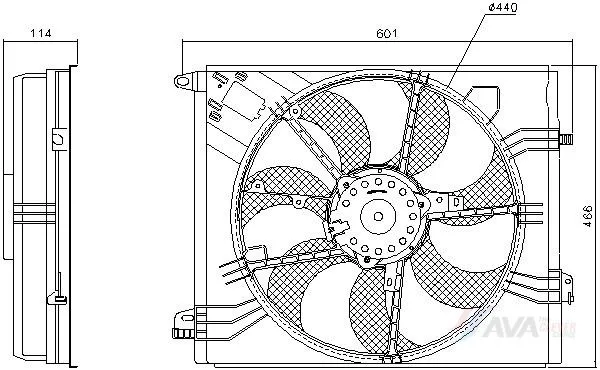 Ventilador elétrico de esfriamento montado (motor + roda de aletas) RT7689 AVA